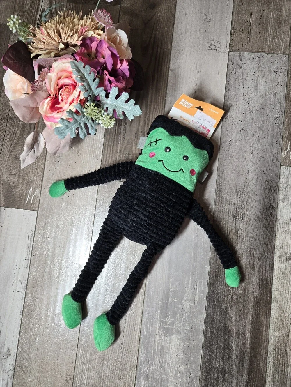NWT ZippyPaws Frankenstein Plush Dog Toy – Green & Black – Halloween